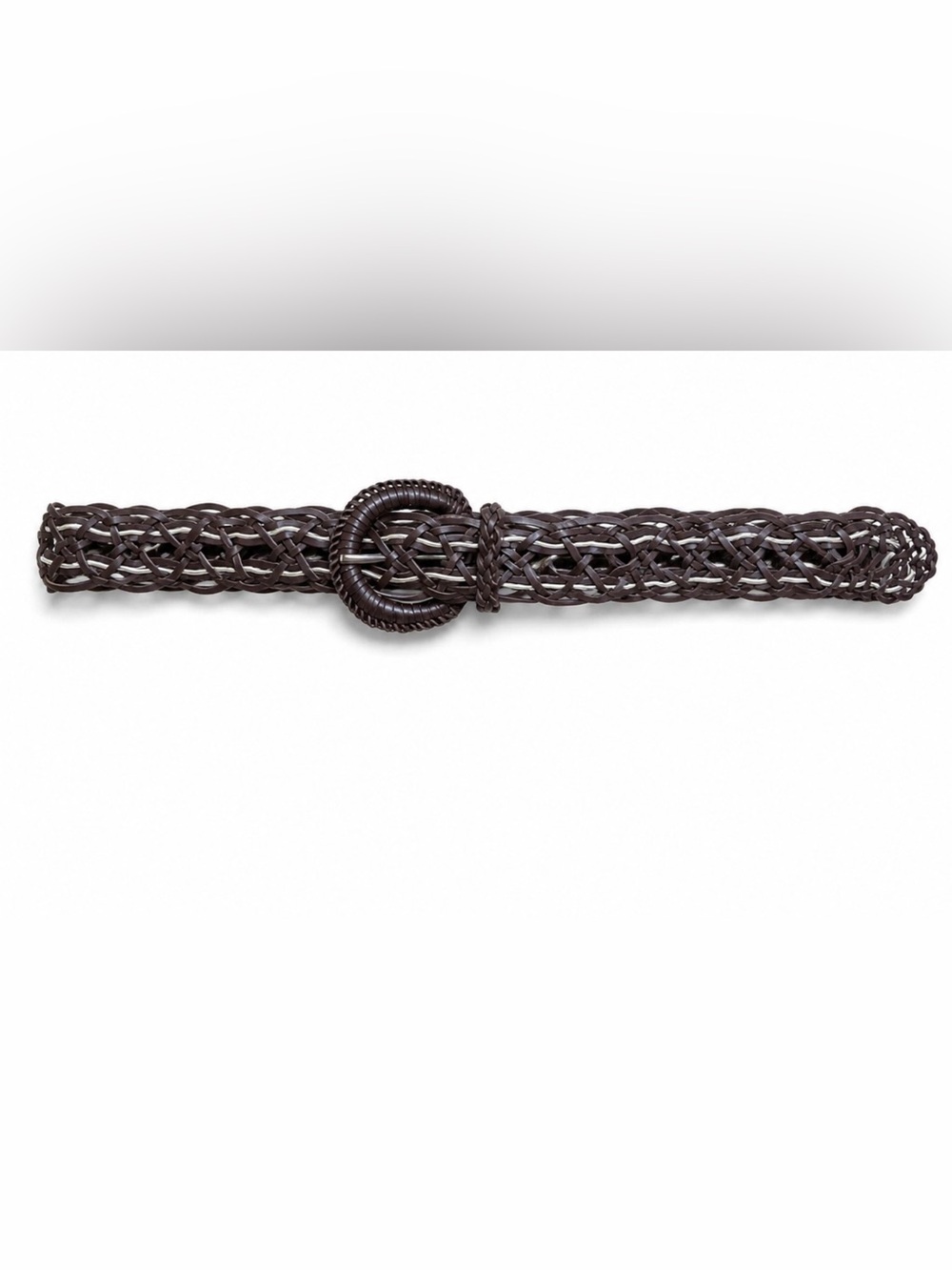 Esprit Dark Brown Buffalo Leather Woven Belt Size L